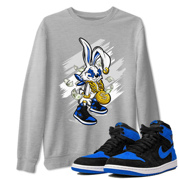 AJ1 Retro Royal Reimagined shirt to match jordans Rich Bunny sneaker tees Air Jordan 1 Royal Reimagined SNRT Sneaker Tees Casual Crew Neck T-Shirt Unisex Heather Grey 1 T-Shirt