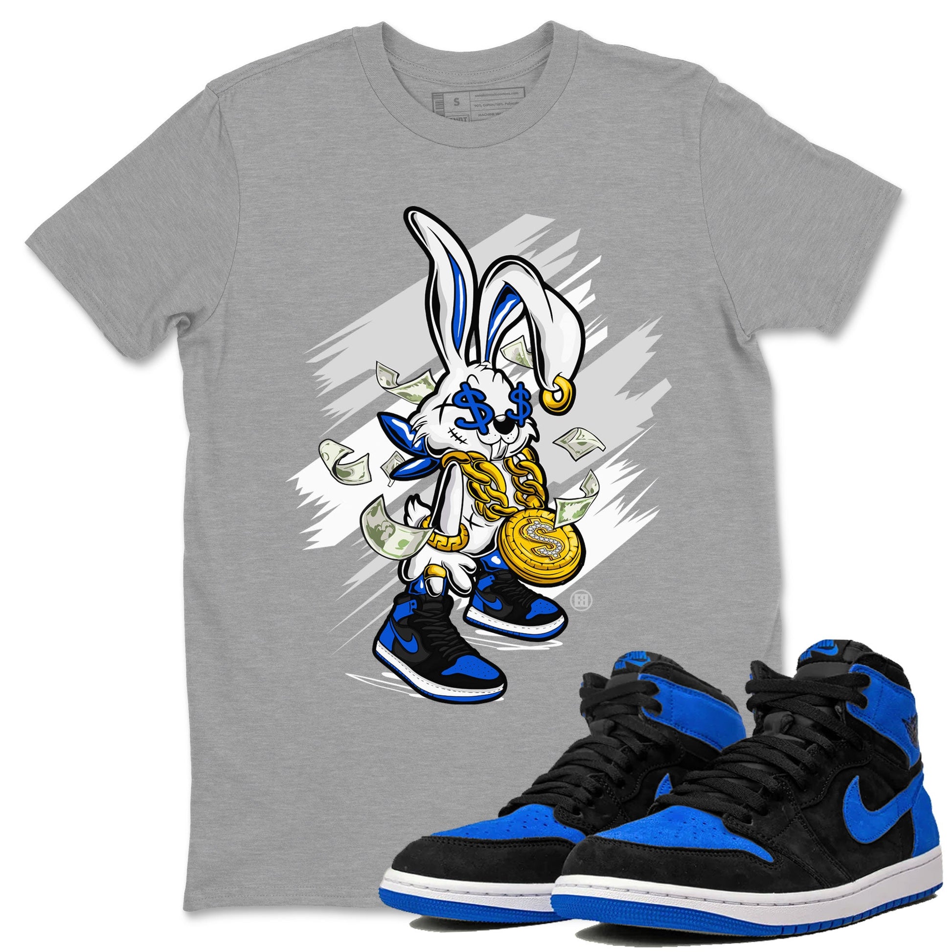 AJ1 Retro Royal Reimagined shirt to match jordans Rich Bunny sneaker tees Air Jordan 1 Royal Reimagined SNRT Sneaker Tees Casual Crew Neck T-Shirt Unisex Heather Grey 1 T-Shirt