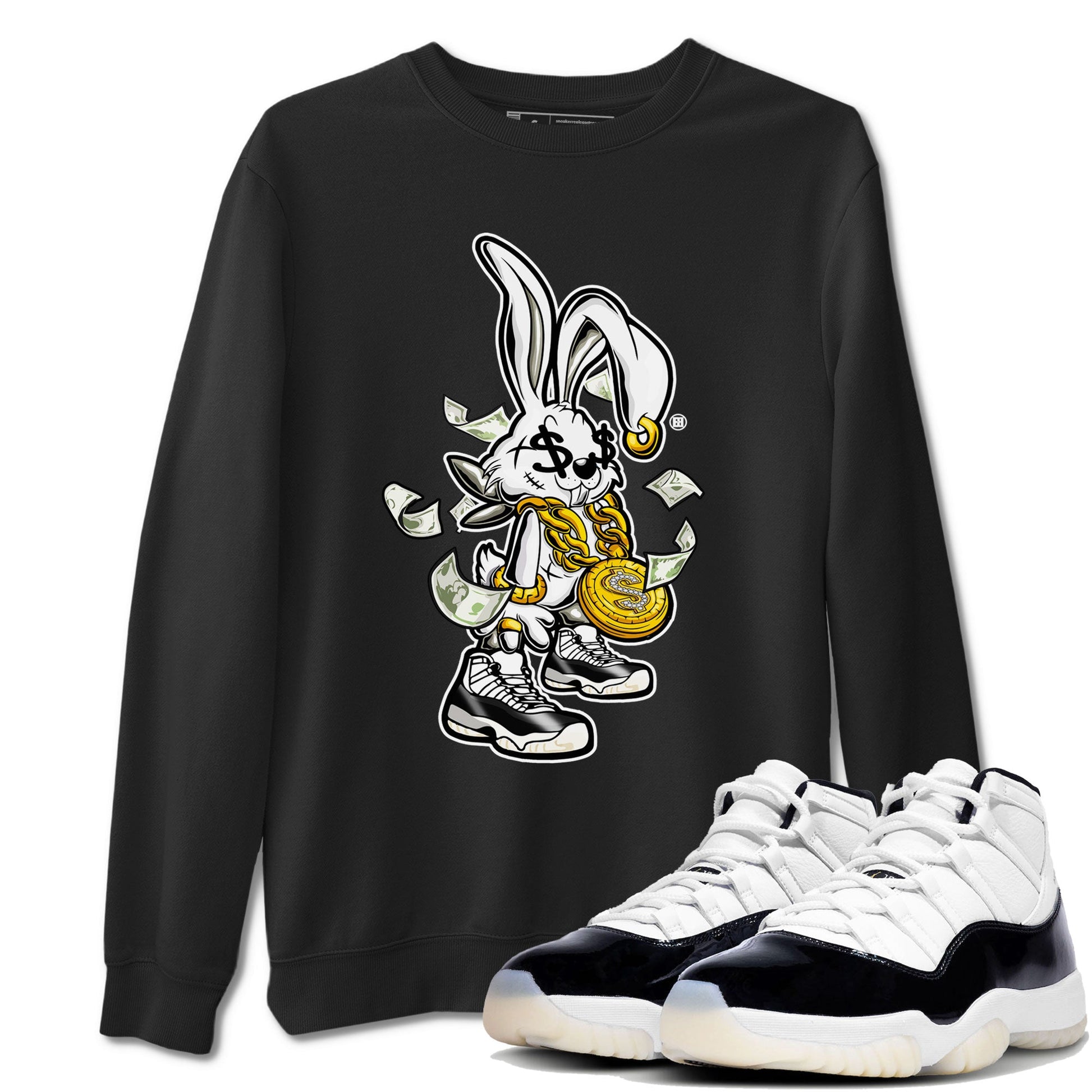 AJ11 Gratitude shirt to match jordans Rich Bunny sneaker tees 11s Gratitude SNRT Sneaker Release Tees unisex cotton Black 1 crew neck shirt