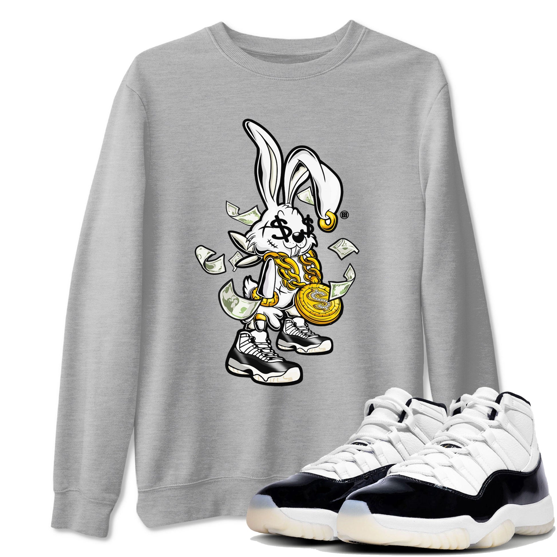 AJ11 Gratitude shirt to match jordans Rich Bunny sneaker tees 11s Gratitude SNRT Sneaker Release Tees unisex cotton Heather Grey 1 crew neck shirt