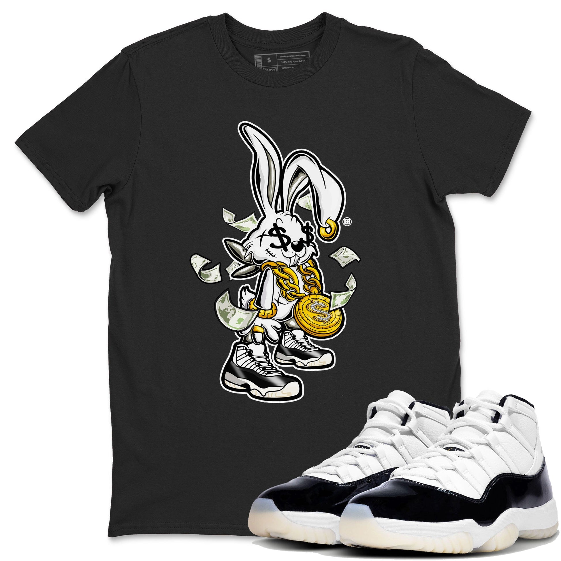 AJ11 Gratitude shirt to match jordans Rich Bunny sneaker tees 11s Gratitude SNRT Sneaker Release Tees unisex cotton Black 1 crew neck shirt