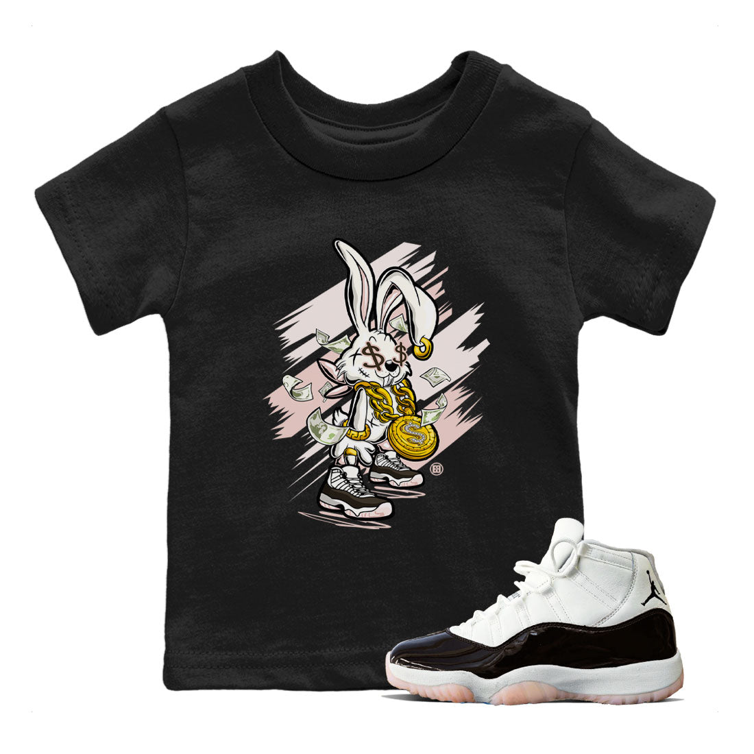 Air Jordan 11 Neapolitan shirt to match jordans Rich Bunny sneaker tees Air Jordan 11 Neapolitan SNRT Sneaker Tees Casual Crew Neck T-Shirt Baby Toddler Black 1 T-Shirt