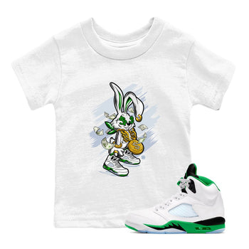 Jordan 5 Retro Lucky Green shirt to match jordans Rich Bunny sneaker tees AJ5 Retro Lucky Green SNRT Sneaker Tees Kids Youth Sneaker Matching Shirt White 1 T-Shirt
