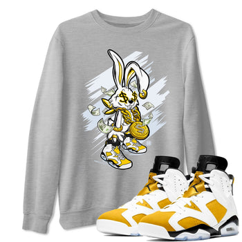 Air Jordan 6 Yellow Ochre shirt to match jordans Rich Bunny special sneaker matching tees AJ6 Yellow Ochre SNRT sneaker tees Unisex Heather Grey 1 T-Shirt