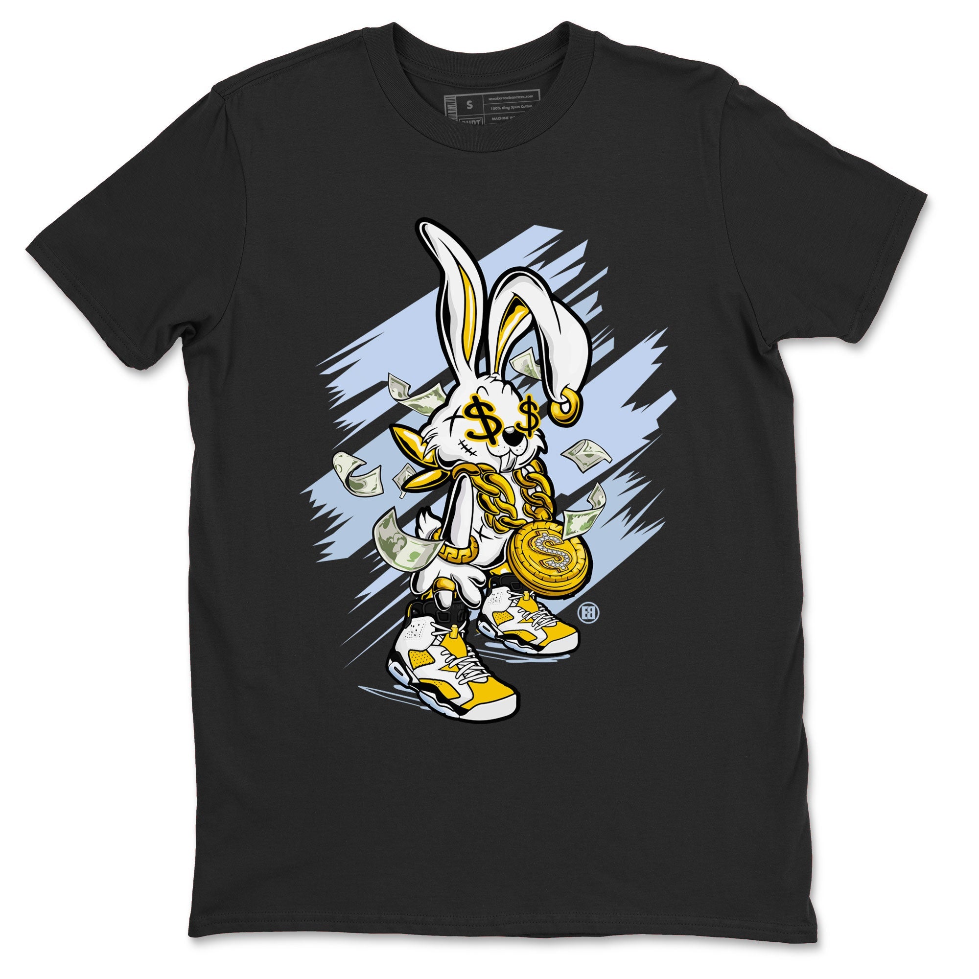 Air Jordan 6 Yellow Ochre shirt to match jordans Rich Bunny special sneaker matching tees AJ6 Yellow Ochre SNRT sneaker tees Unisex Black 2 T-Shirt