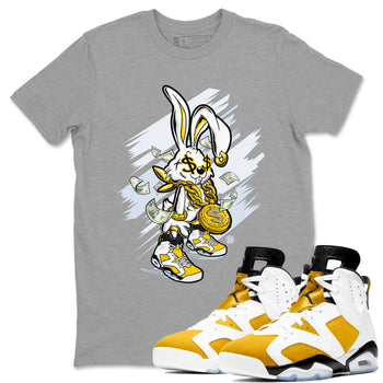 Air Jordan 6 Yellow Ochre shirt to match jordans Rich Bunny special sneaker matching tees AJ6 Yellow Ochre SNRT sneaker tees Unisex Heather Grey 1 T-Shirt
