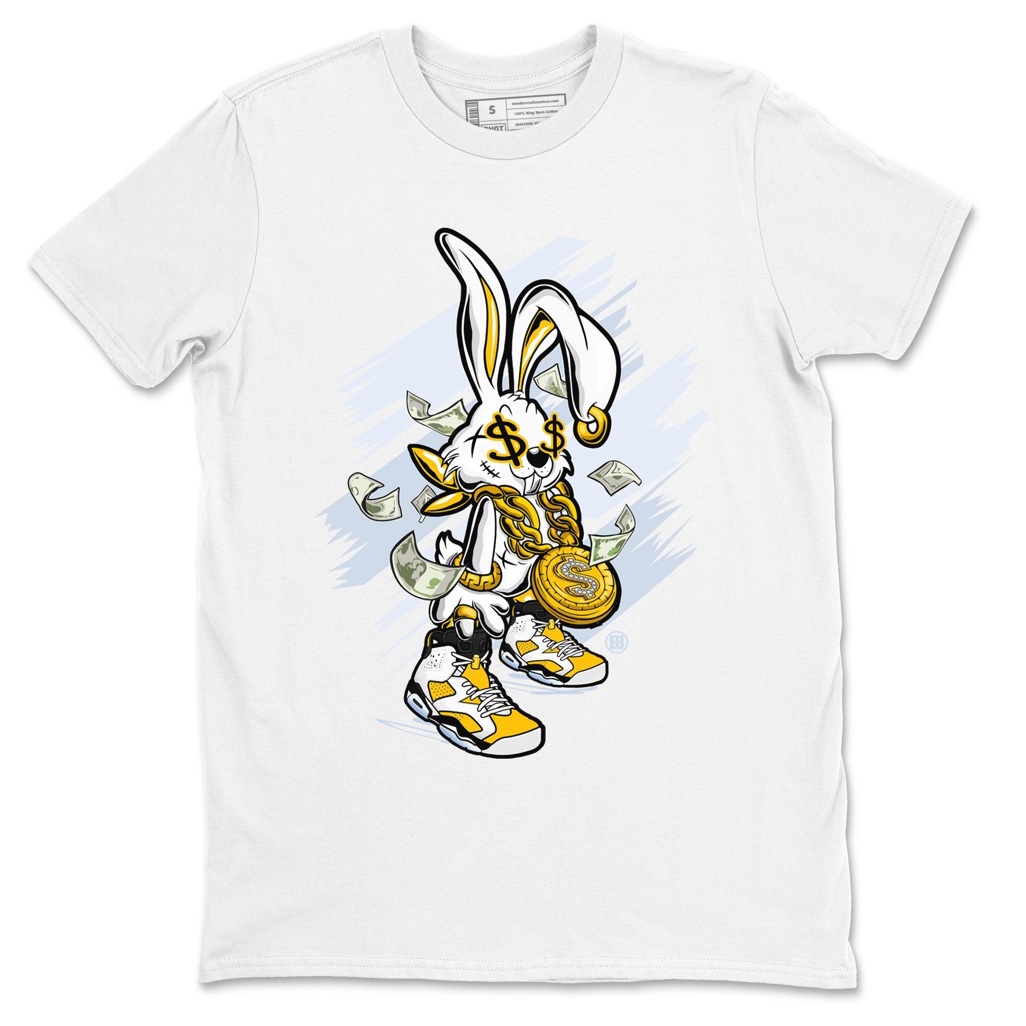 Air Jordan 6 Yellow Ochre shirt to match jordans Rich Bunny special sneaker matching tees AJ6 Yellow Ochre SNRT sneaker tees Unisex White 2 T-Shirt