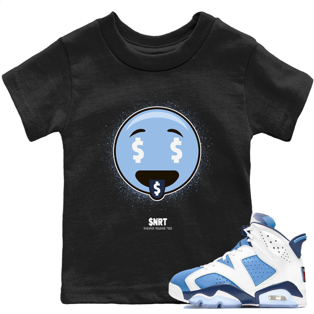 Jordan 6 UNC Sneaker Match Tees Rich Emoji Sneaker Tees Jordan 6 UNC Sneaker Release Tees Kids Shirts