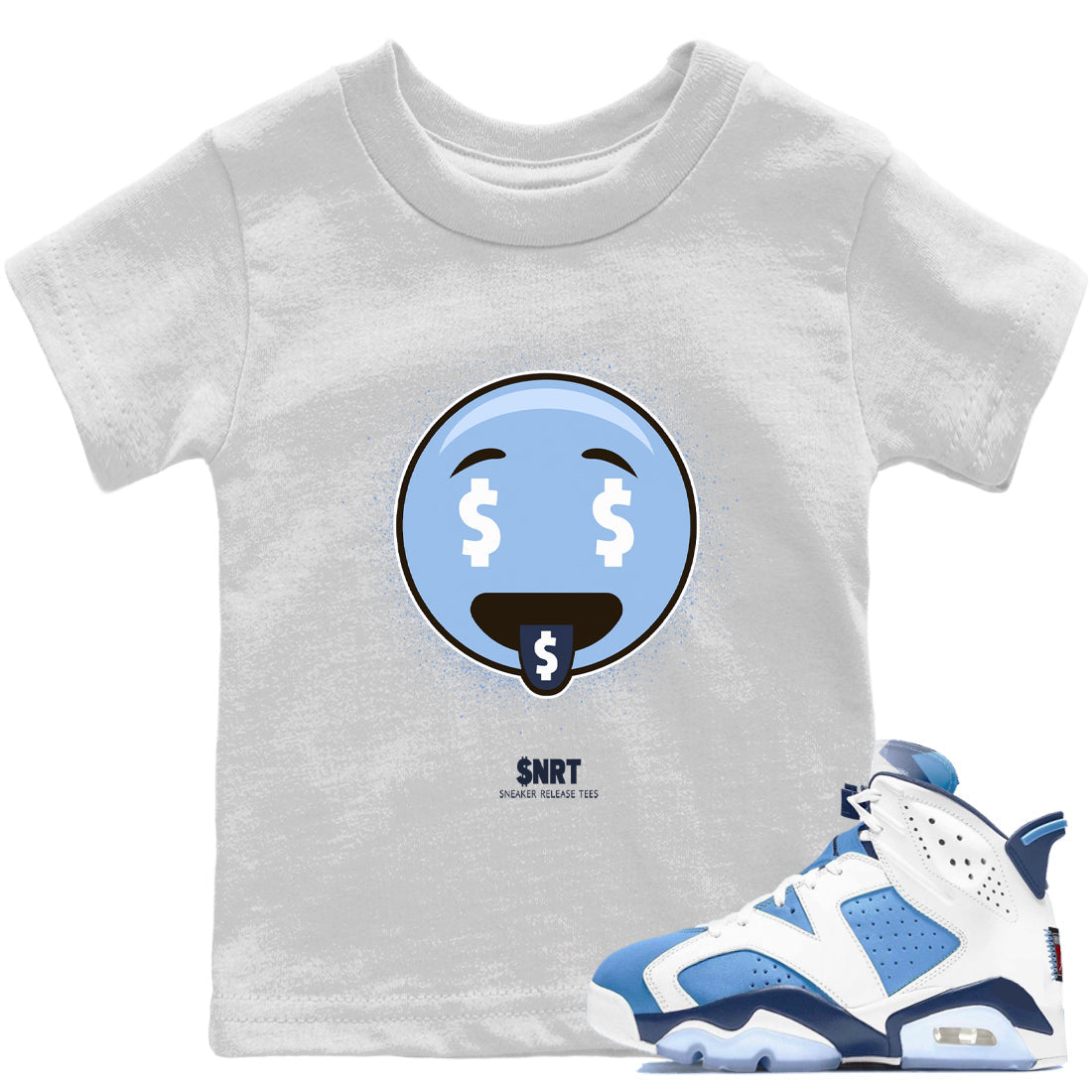 Jordan 6 UNC Sneaker Match Tees Rich Emoji Sneaker Tees Jordan 6 UNC Sneaker Release Tees Kids Shirts