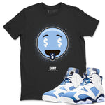 Jordan 6 UNC Sneaker Match Tees Rich Emoji Sneaker Tees Jordan 6 UNC Sneaker Release Tees Unisex Shirts