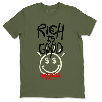 Jordan 1 Travis Scott Olive Sneaker Match Tees Rich Is Good Sneaker Tees Jordan 1 Travis Scott Olive Sneaker Release Tees Unisex Shirts