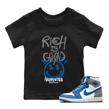 Jordan 1 True Blue Sneaker Match Tees Rich Is Good Sneaker Tees Jordan 1 True Blue Sneaker Release Tees Kids Shirts