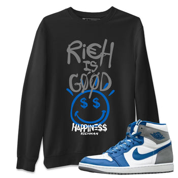 Jordan 1 True Blue Sneaker Match Tees Rich Is Good Sneaker Tees Jordan 1 True Blue Sneaker Release Tees Unisex Shirts