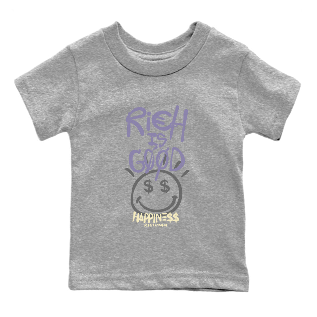 Air Jordan 5 Indigo Haze Sneaker Match Tees Rich Is Good 5s Indigo Haze Tee Sneaker Release Tees Kids Shirts Heather Grey 2