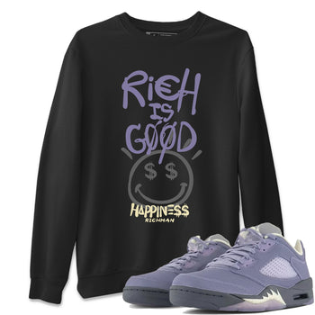 Air Jordan 5 Indigo Haze Sneaker Match Tees Rich Is Good 5s Indigo Haze Tee Sneaker Release Tees Unisex Shirts Black 1