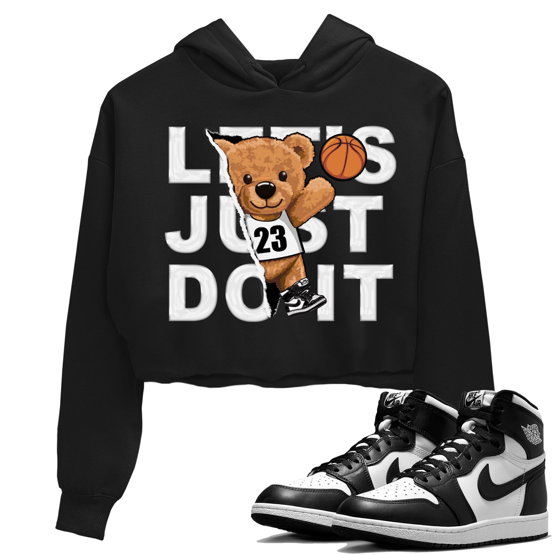 Air Jordan 1 Black White Sneaker Match Tees Rip Out Bear Sneaker Tees Air Jordan 1 Black White Sneaker Release Tees Women's Shirts