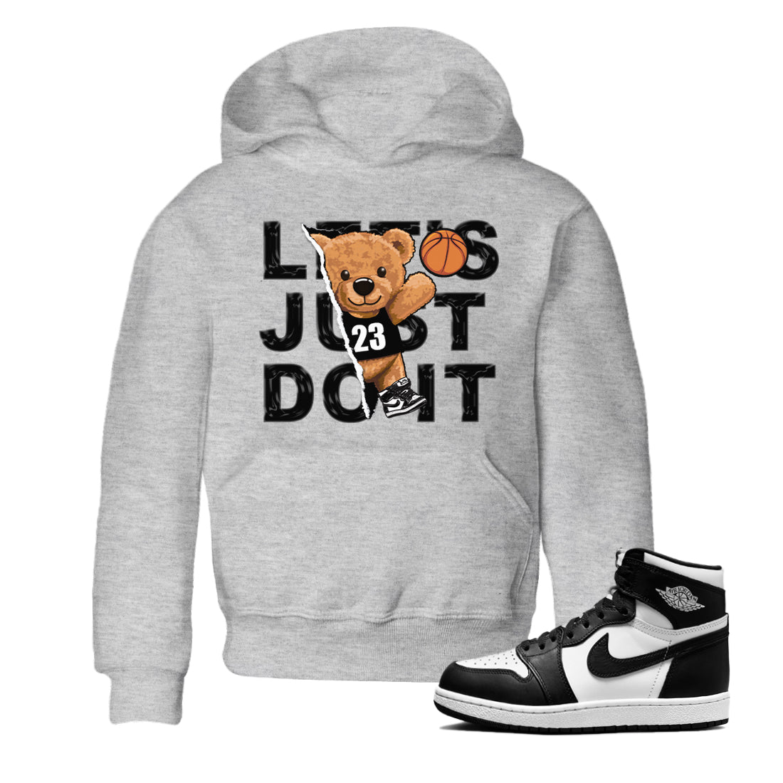 Air Jordan 1 Black White Sneaker Match Tees Rip Out Bear Sneaker Tees Air Jordan 1 Black White Sneaker Release Tees Kids Shirts