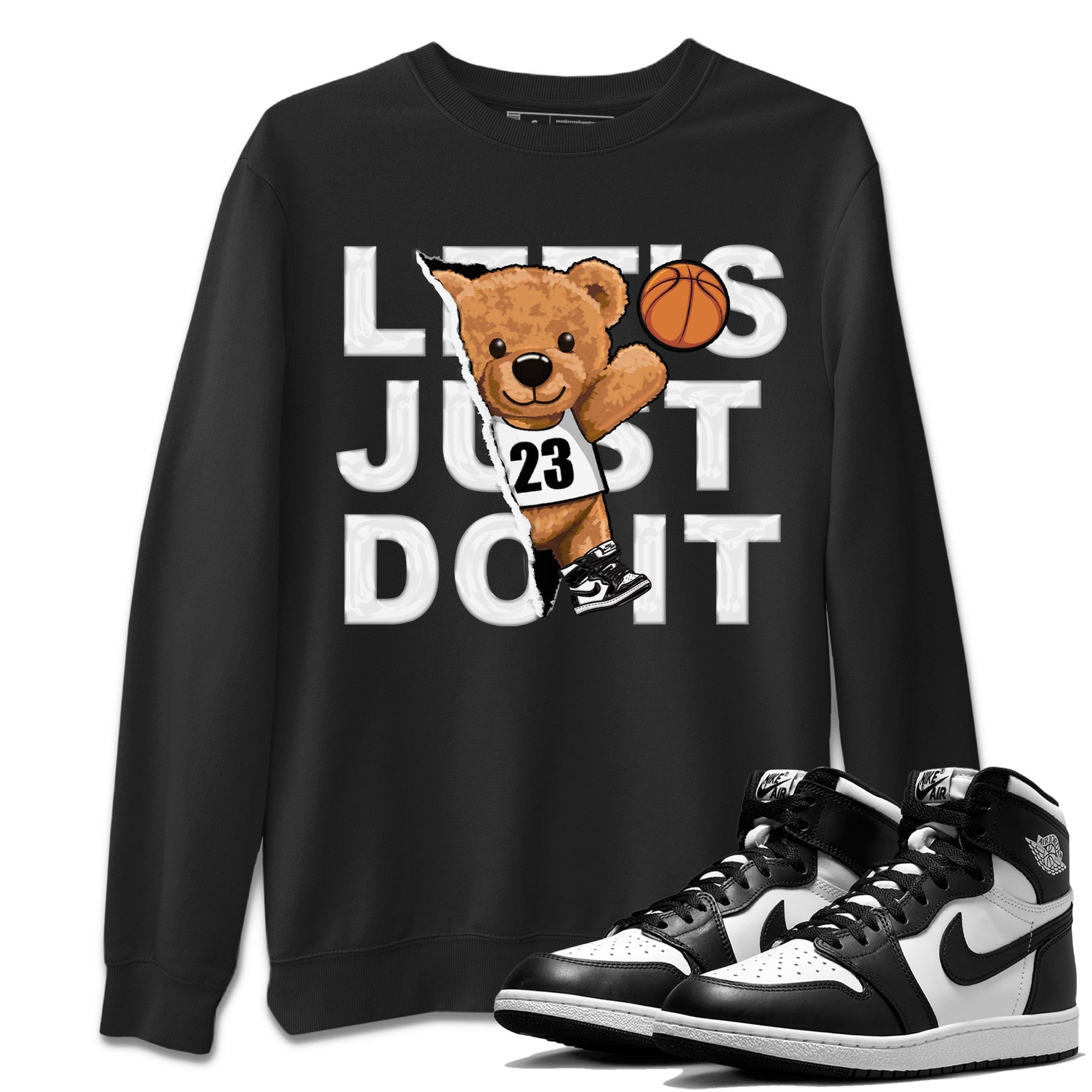 Air Jordan 1 Black White Sneaker Match Tees Rip Out Bear Sneaker Tees Air Jordan 1 Black White Sneaker Release Tees Unisex Shirts