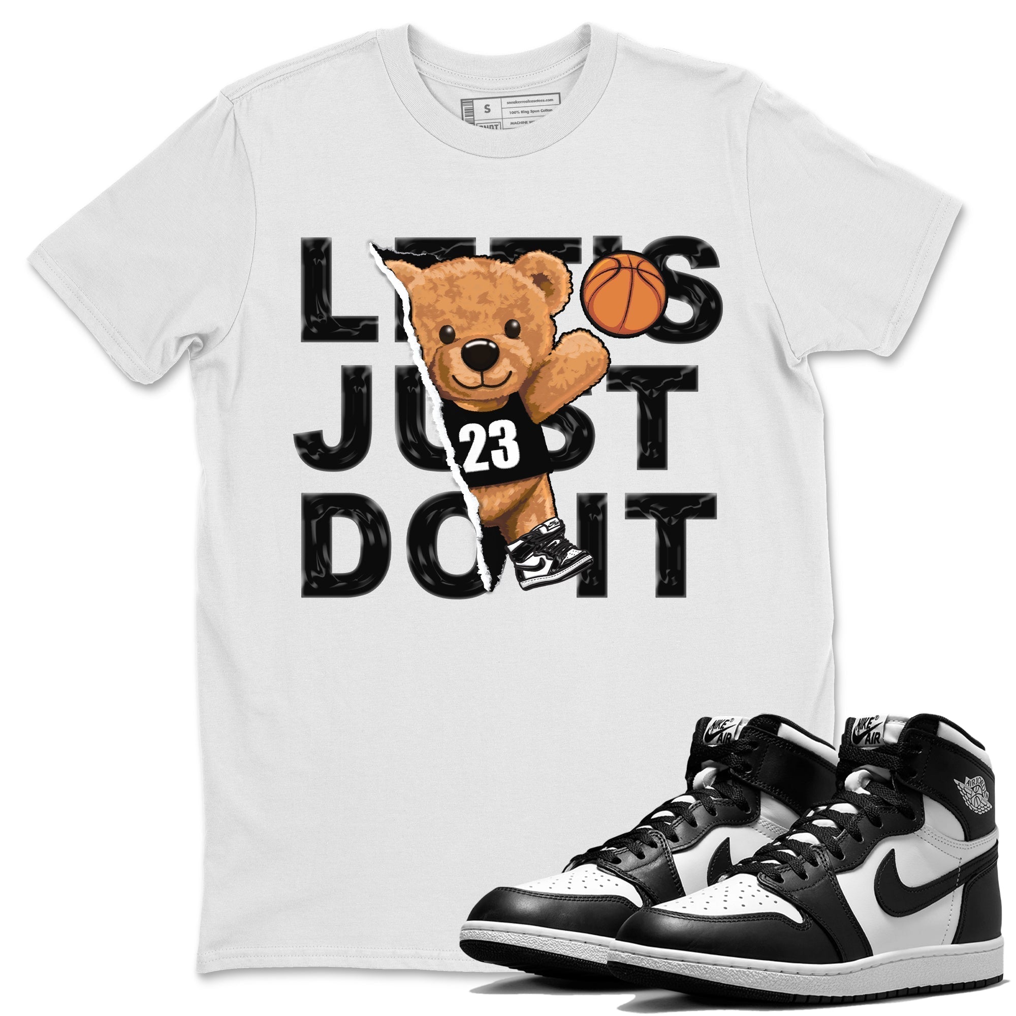 Air Jordan 1 Black White Sneaker Match Tees Rip Out Bear Sneaker Tees Air Jordan 1 Black White Sneaker Release Tees Unisex Shirts