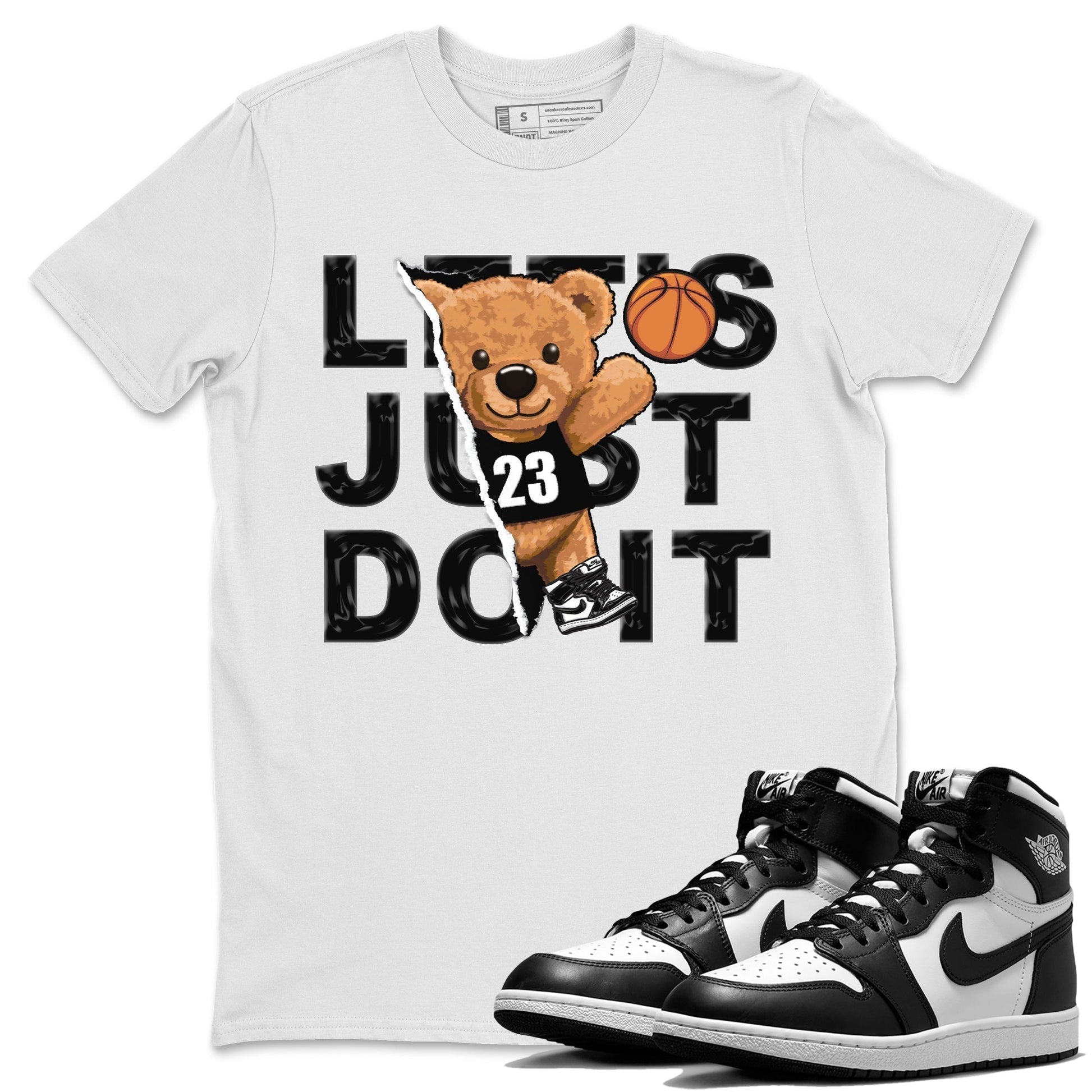 Air Jordan 1 Black White Sneaker Match Tees Rip Out Bear Sneaker Tees Air Jordan 1 Black White Sneaker Release Tees Unisex Shirts