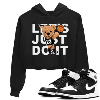1s Black White shirt to match jordans Rip Out Bear sneaker tees Air Jordan 1 Black White SNRT Sneaker Release Tees Black 1 crop length shirt
