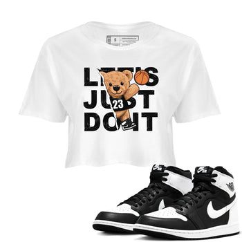 1s Black White shirt to match jordans Rip Out Bear sneaker tees Air Jordan 1 Black White SNRT Sneaker Release Tees White 1 crop length shirt
