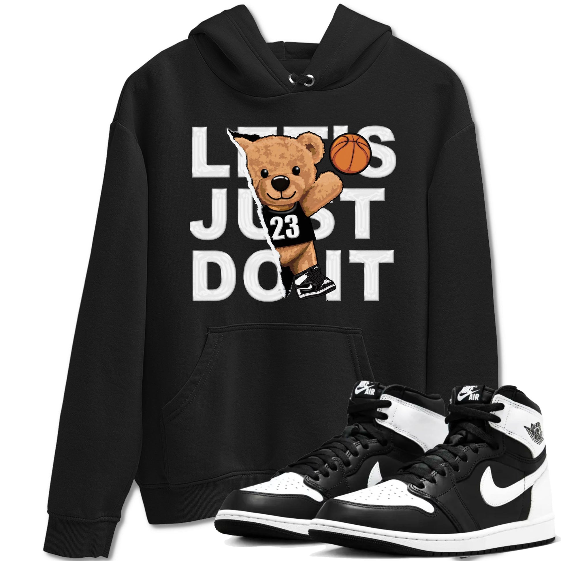 1s Black White shirt to match jordans Rip Out Bear sneaker tees Air Jordan 1 Black White SNRT Sneaker Release Tees unisex cotton Black 1 crew neck shirt