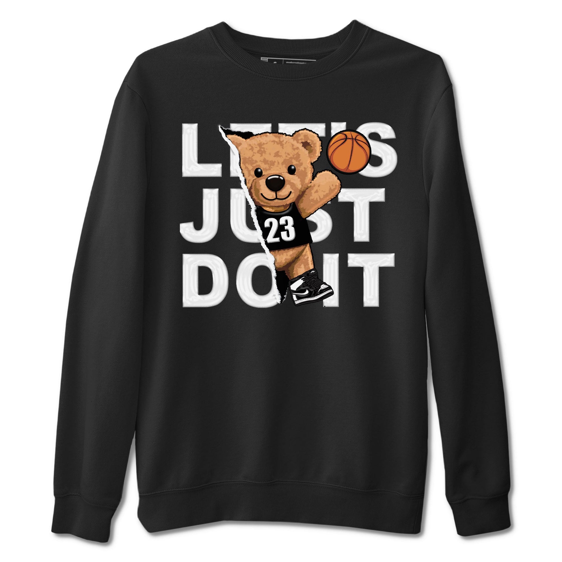 1s Black White shirt to match jordans Rip Out Bear sneaker tees Air Jordan 1 Black White SNRT Sneaker Release Tees unisex cotton Black 2 crew neck shirt