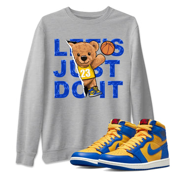 Jordan 1 Game Royal and Varsity Maize Sneaker Match Tees Rip Out Bear Sneaker Tees Jordan 1 Game Royal and Varsity Maize Sneaker Release Tees Unisex Shirts