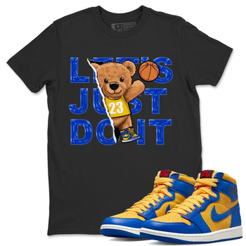 Jordan 1 Game Royal and Varsity Maize Sneaker Match Tees Rip Out Bear Sneaker Tees Jordan 1 Game Royal and Varsity Maize Sneaker Release Tees Unisex Shirts