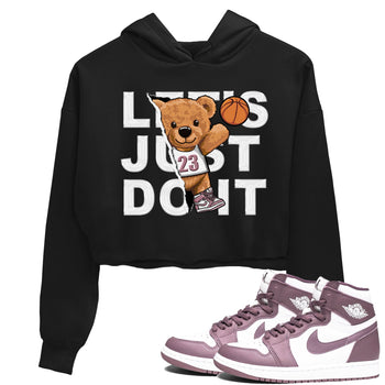 Air Jordan 1 Mauve shirt to match jordans Rip Out Bear sneaker tees AJ1 Mauve SNRT Sneaker Tees Sneaker Matching Clothing Brand Black 1 Crop T-Shirt