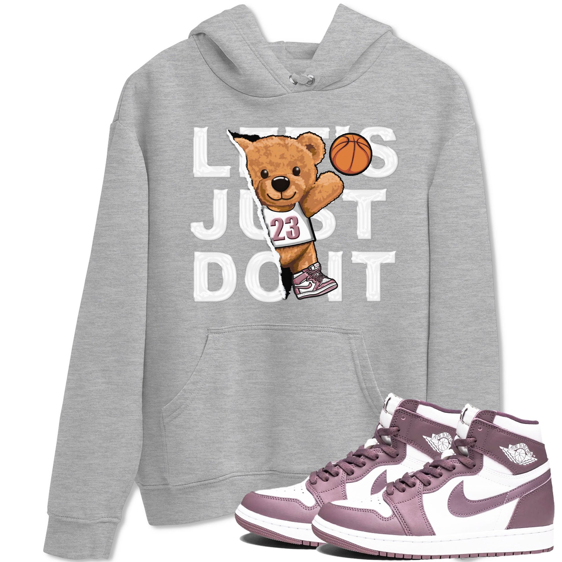 Air Jordan 1 Mauve shirt to match jordans Rip Out Bear sneaker tees AJ1 Mauve SNRT Sneaker Tees Sneaker Matching Clothing Brand Unisex Sneaker Tee Heather Grey 1 T-Shirt