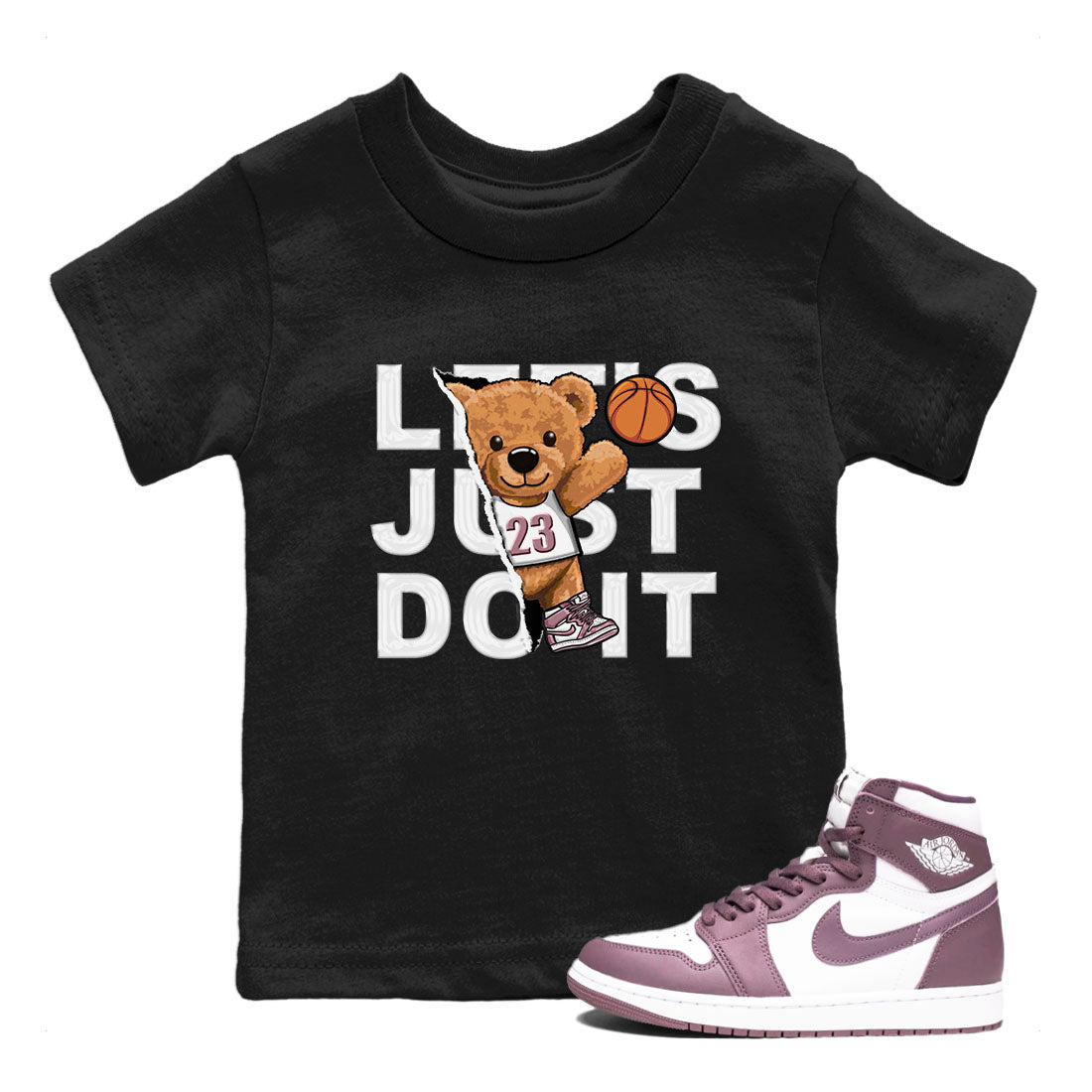 Air Jordan 1 Mauve shirt to match jordans Rip Out Bear sneaker tees AJ1 Mauve SNRT Sneaker Tees Sneaker Matching Clothing Brand Baby Toddler Black 1 T-Shirt