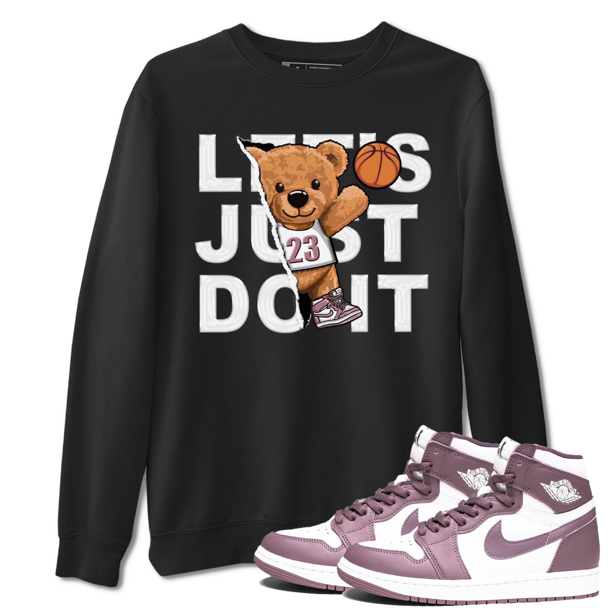 Air Jordan 1 Mauve shirt to match jordans Rip Out Bear sneaker tees AJ1 Mauve SNRT Sneaker Tees Sneaker Matching Clothing Brand Unisex Sneaker Tee Black 1 T-Shirt