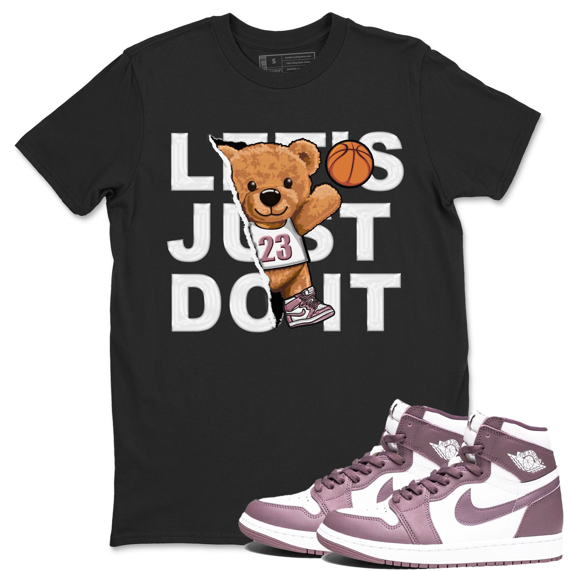 Air Jordan 1 Mauve shirt to match jordans Rip Out Bear sneaker tees AJ1 Mauve SNRT Sneaker Tees Sneaker Matching Clothing Brand Unisex Sneaker Tee Black 1 T-Shirt