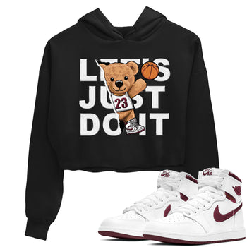 AJ1 Metalic Burgundy shirt to match jordans Rip Out Bear sneaker tees Air Jordan 1 Metalic Burgundy SNRT Sneaker Release Tees Black 1 crop length shirt
