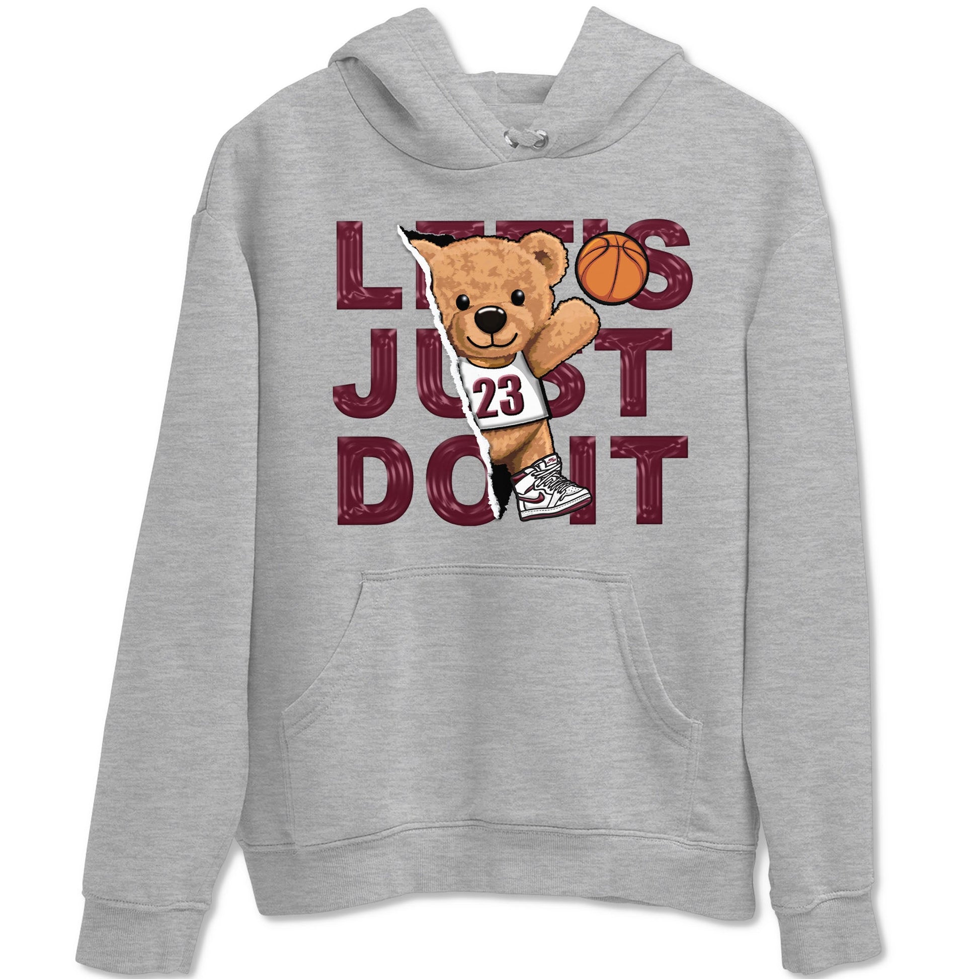 AJ1 Metalic Burgundy shirt to match jordans Rip Out Bear sneaker tees Air Jordan 1 Metalic Burgundy SNRT Sneaker Release Tees unisex cotton Heather Grey 2 crew neck shirt