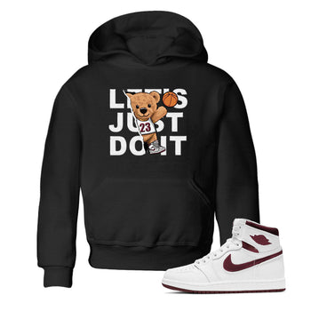 AJ1 Metalic Burgundy shirt to match jordans Rip Out Bear sneaker tees Air Jordan 1 Metalic Burgundy SNRT sneaker release tees baby toddler Black 1 cotton Shirt