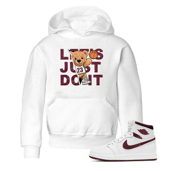 AJ1 Metalic Burgundy shirt to match jordans Rip Out Bear sneaker tees Air Jordan 1 Metalic Burgundy SNRT sneaker release tees baby toddler White 1 cotton Shirt