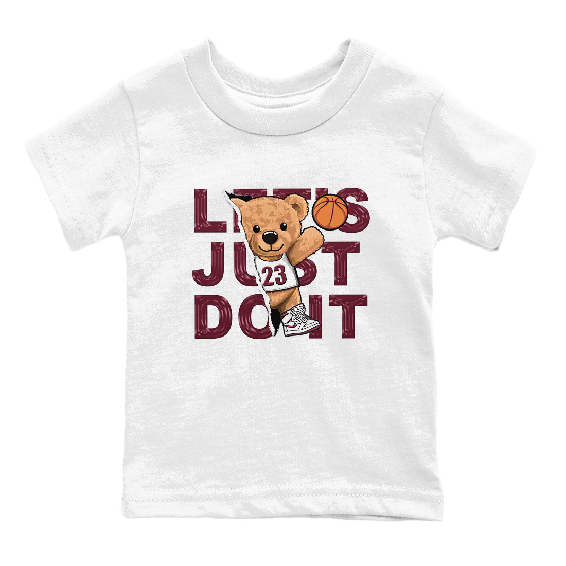 AJ1 Metalic Burgundy shirt to match jordans Rip Out Bear sneaker tees Air Jordan 1 Metalic Burgundy SNRT sneaker release tees baby toddler White 2 cotton Shirt