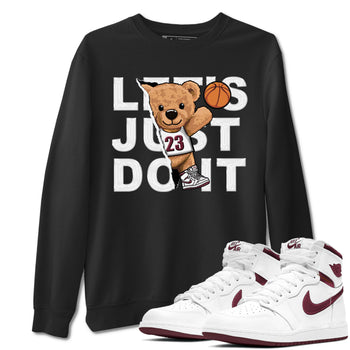 AJ1 Metalic Burgundy shirt to match jordans Rip Out Bear sneaker tees Air Jordan 1 Metalic Burgundy SNRT Sneaker Release Tees unisex cotton Black 1 crew neck shirt