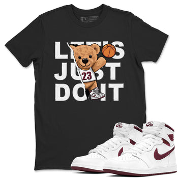 AJ1 Metalic Burgundy shirt to match jordans Rip Out Bear sneaker tees Air Jordan 1 Metalic Burgundy SNRT Sneaker Release Tees unisex cotton Black 1 crew neck shirt