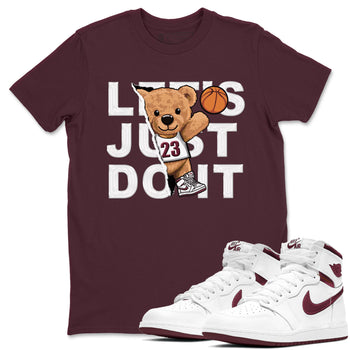 AJ1 Metalic Burgundy shirt to match jordans Rip Out Bear sneaker tees Air Jordan 1 Metalic Burgundy SNRT Sneaker Release Tees unisex cotton Maroon 1 crew neck shirt