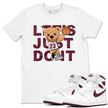 AJ1 Metalic Burgundy shirt to match jordans Rip Out Bear sneaker tees Air Jordan 1 Metalic Burgundy SNRT Sneaker Release Tees unisex cotton White 1 crew neck shirt