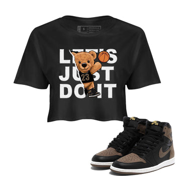 Air Jordan 1 Palomino shirt to match jordans Rip Out Bear sneaker tees Crew Neck Jordan 1 Retro High OG Palomino SNRT Sneaker Release Tees Black 1 Crop T-Shirt