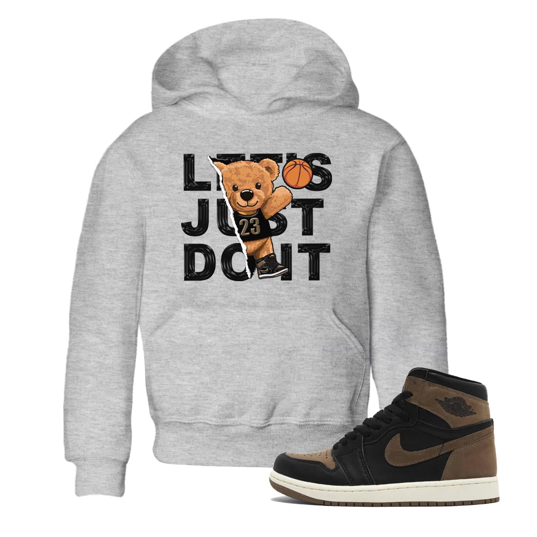 Air Jordan 1 Palomino shirt to match jordans Rip Out Bear sneaker tees Crew Neck Jordan 1 Retro High OG Palomino SNRT Sneaker Release Tees Baby Toddler Heather Grey 1 T-Shirt