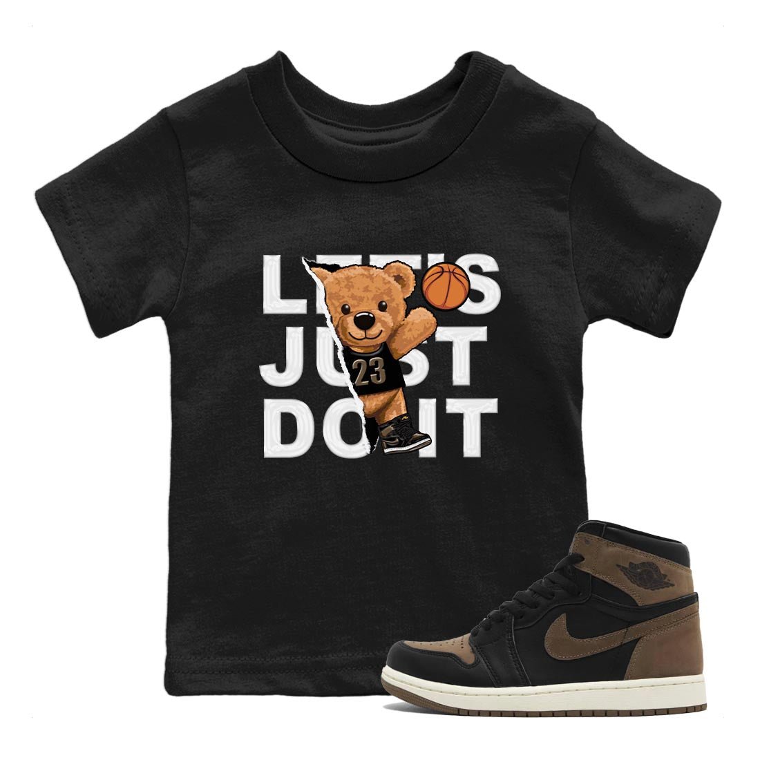 Air Jordan 1 Palomino shirt to match jordans Rip Out Bear sneaker tees Crew Neck Jordan 1 Retro High OG Palomino SNRT Sneaker Release Tees Baby Toddler Black 1 T-Shirt