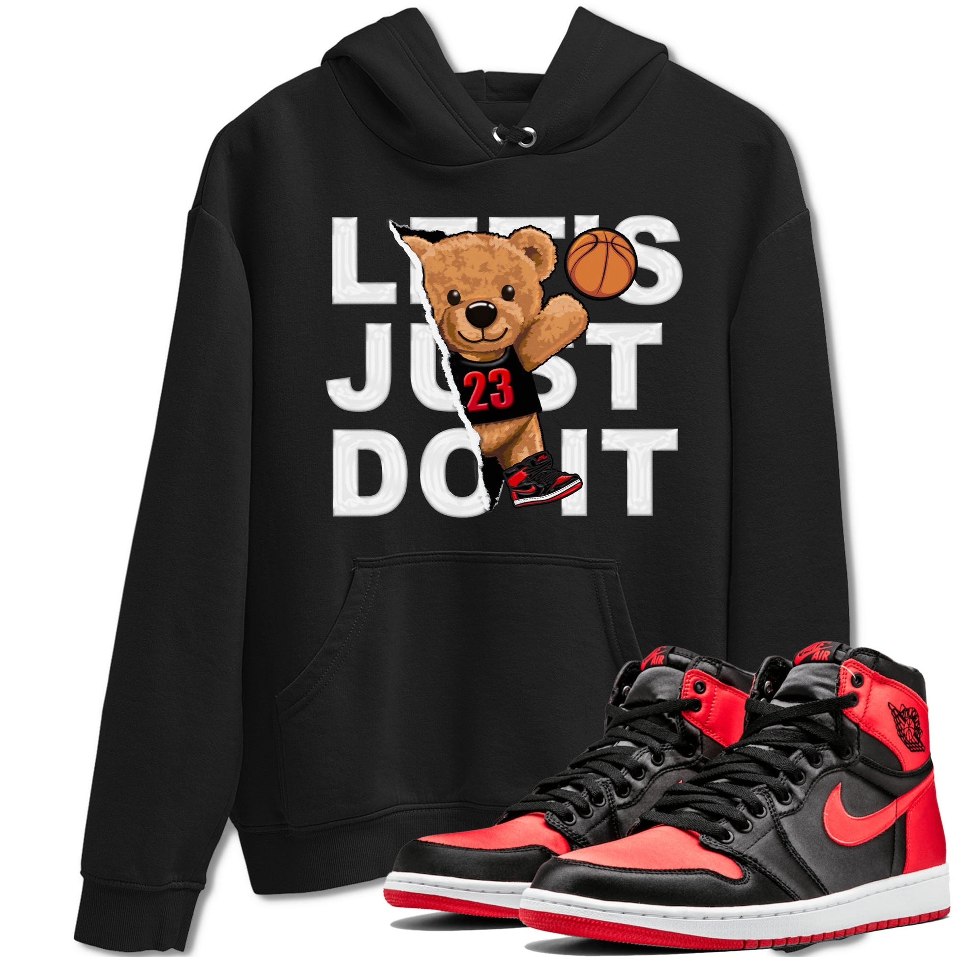 Air Jordan 1 Satin Bred shirt to match jordans Rip Out Bear sneaker tees AJ1 Retro Satin Bred SNRT Sneaker Tees Sneaker Matching Clothing Brand Unisex Sneaker Tee Black 1 T-Shirt