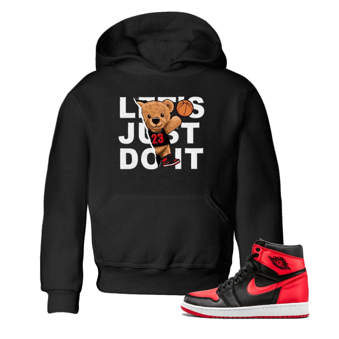 Air Jordan 1 Satin Bred shirt to match jordans Rip Out Bear sneaker tees AJ1 Retro Satin Bred SNRT Sneaker Tees Sneaker Matching Clothing Brand Baby Toddler Black 1 T-Shirt