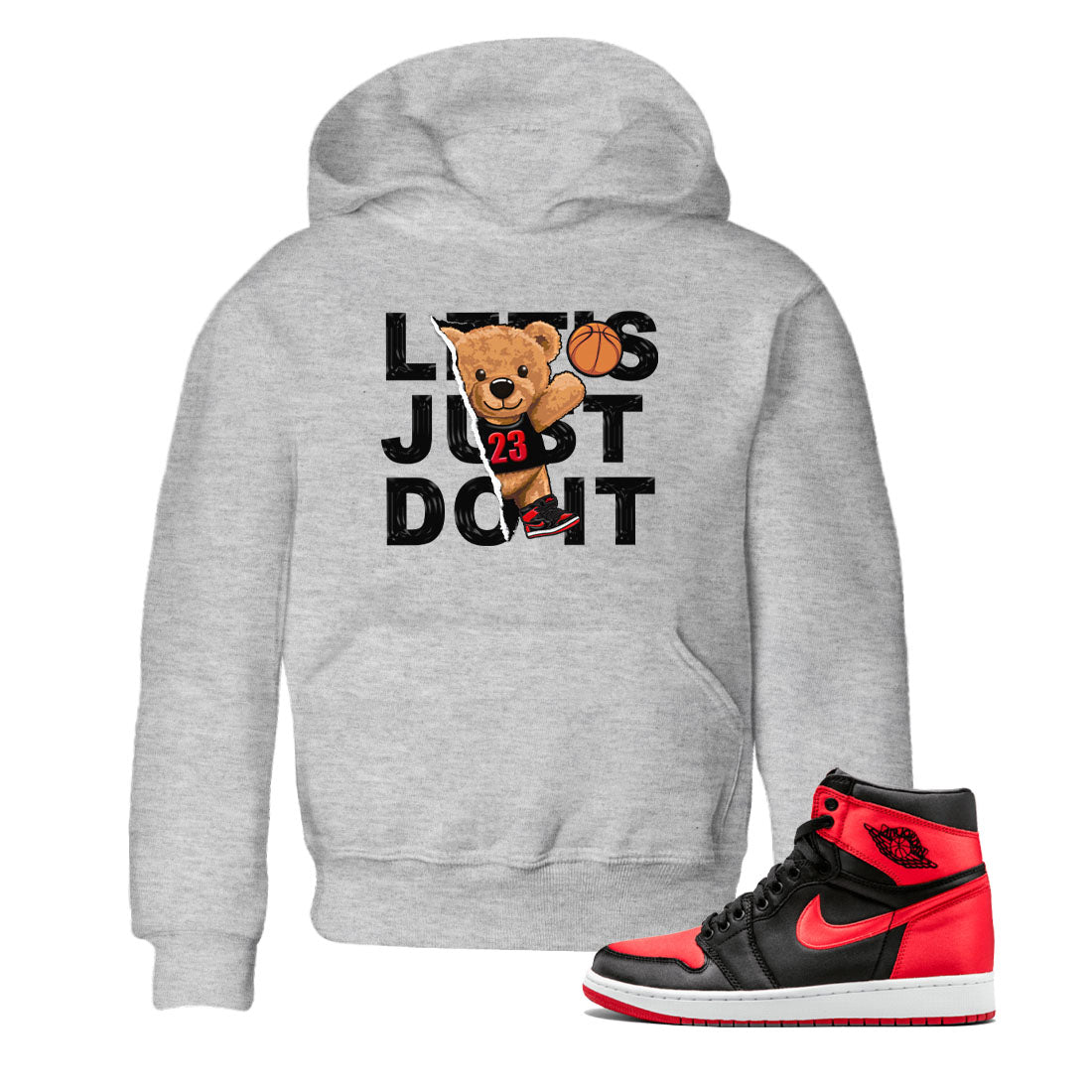 Air Jordan 1 Satin Bred shirt to match jordans Rip Out Bear sneaker tees AJ1 Retro Satin Bred SNRT Sneaker Tees Sneaker Matching Clothing Brand Baby Toddler Heather Grey 1 T-Shirt